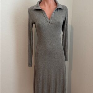 Gray Long Sleeve Polo Dress